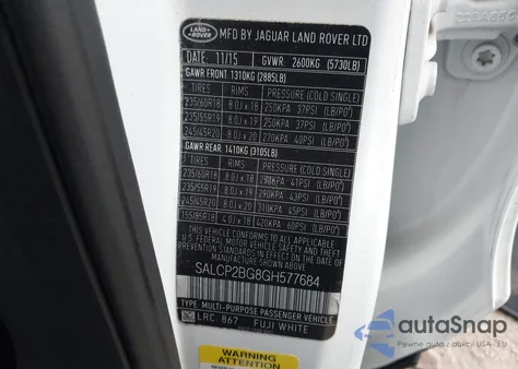 2016 Land Rover Discovery Sport Se from USA, damaged, VIN SALCP2BG8GH577684